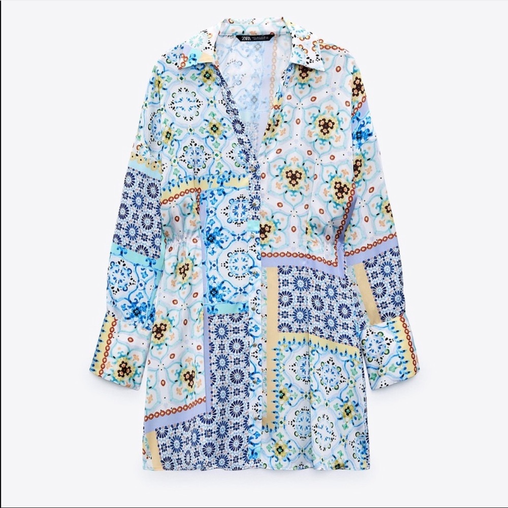 ZARA PATCHWORK SHIRT DRESS
